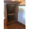 Image 2 : Wooden Side Table with Frosted Glass Door with Shelf(17"W, 17"D, 30"T) 
