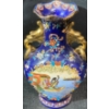 Image 1 : Hand Painted Satsuma Style Cobalt Gilt Japanese Porcelain Vase