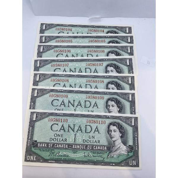 Canadian 1954 Sequential Banknotes (9580104-10)