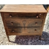Image 1 : Wooden Antique 3 Drawer Dresser w/ Fan Motif 35 W, 18 D, 34 T 