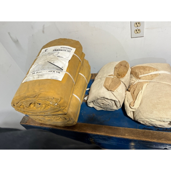 2 NORSEMAN deluxe canvas TARPAULIN 14.7 ounce 10 x 16 with two mosquito bars/mosquito tent with wood