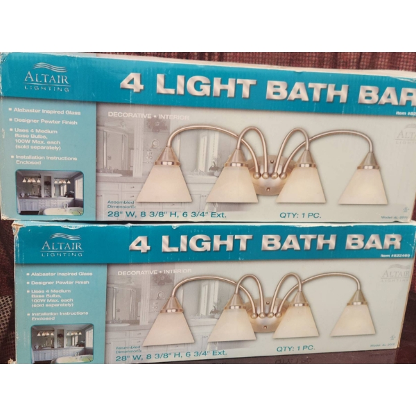 Altair Lighting 4 Light Bath Bars, Alabaster Glass, Pewter Finish