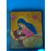 Image 1 : Lamentation of Christ By Virgin Mary Painted on Wooden Board - 11x12