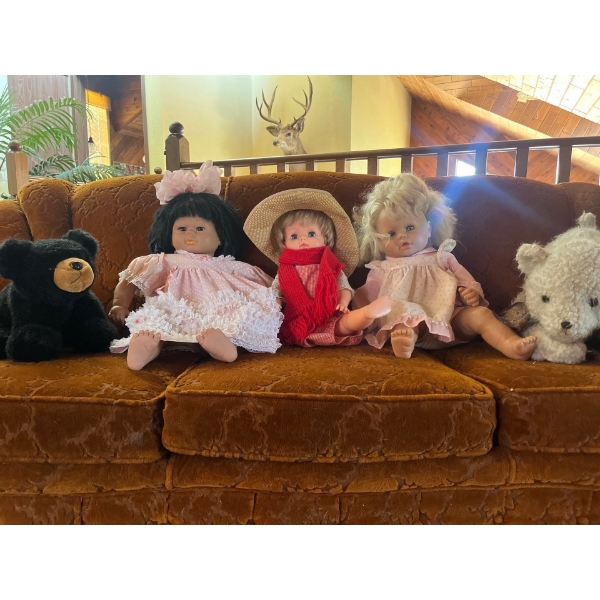 Collection of Vintage Dolls, One is "Jessie", Teddy Bears Included