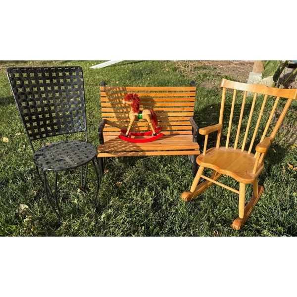 Collectible Doll Accessories - Wood Rocker Park Bench Metal Chair & More 