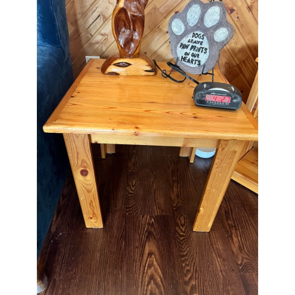 2 Pine side tables ( contents on top, not included)