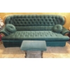 Image 1 : Velvet Green Sofa w/ Matching Stool and Pillows -- 90W, 36D, 39T