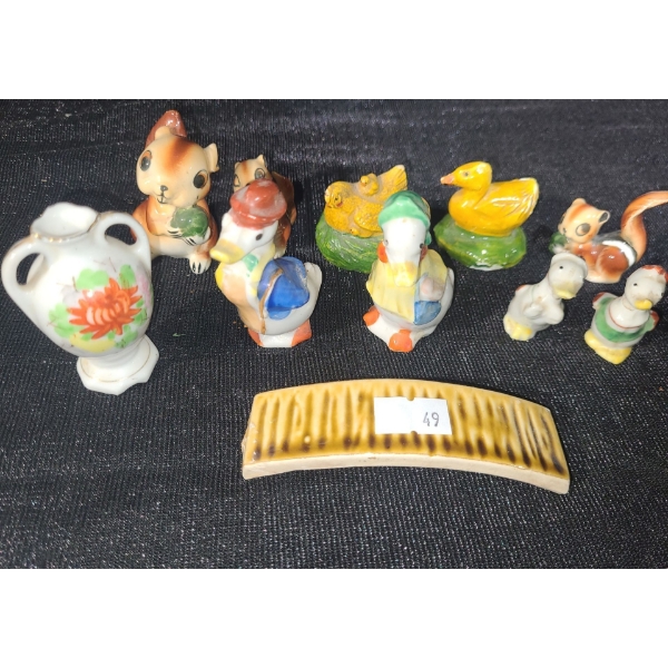 Vintage Miniature Decor: Urn Vase 2.5 T, Tallest Chipmunk 2 T, Yellow Duck 1.5 T and More!