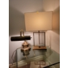 Image 1 : Two Statement Piece Table Lamps  - Brass Goose Neck & Rectangular Shade Hollow Contents 18T