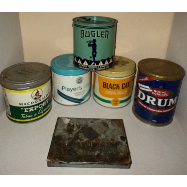 Assorted Tobacco Tins- Export, Drum, Bugler, Players, & Black Cat