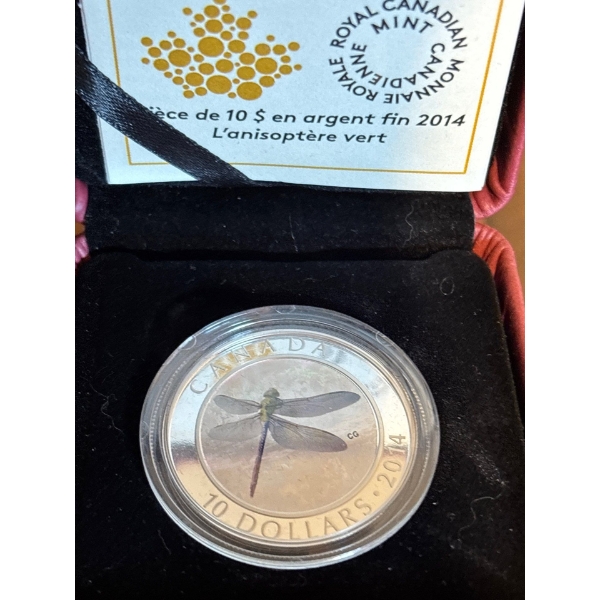 2014 $10 Green Darner Dragonfly - Pure Silver Coin