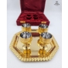 Image 4 : Vintage Brass Goblet Set And Tray, Commonly Manufactured In India.
