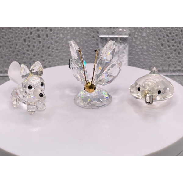Swarovski Crystal Collection of Woodland Creatures Fox, Butterfly and Duck 