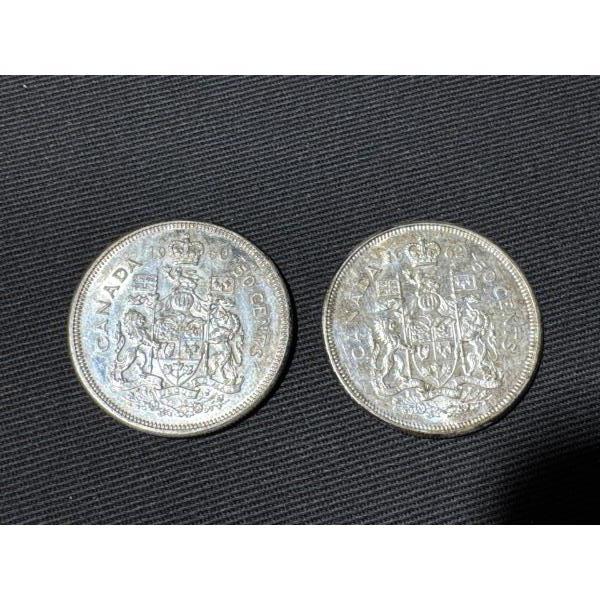 1960 & 62 Canadian Silver Half Dollars