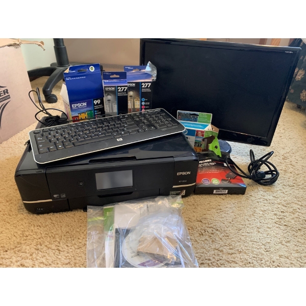 Espen XP-960 Printer with Ink Cartages, HP Keyboard, Acer Monitor, Ink and wireless USB Adapter