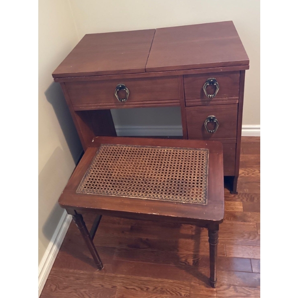 Extendable Wooden Desk w/ Bench - Desk is 30W, 18D, 31T