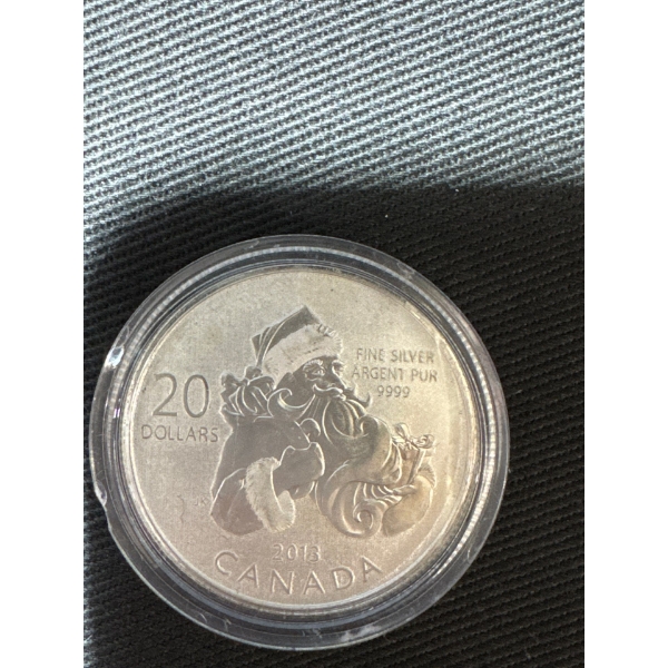 2013 Fine Silver Canadian 20 Dollar Coin with Santa