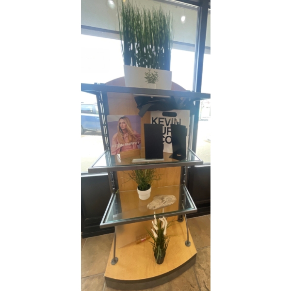 4 Tiered  Display Shelf on Casters (2) 25x15x45 w/ Silk Plants Sign Mounts Decor & More 