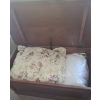 Image 3 : Wood Blanket Box 35 w 18 h with Wood Blanket Stand 27 1/2 w 32 h.  Contents Included