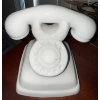 Image 2 : Mahogany End Table w/ Assorted Decor- Desk Clock Faux Landline Phone & More 22x14x21