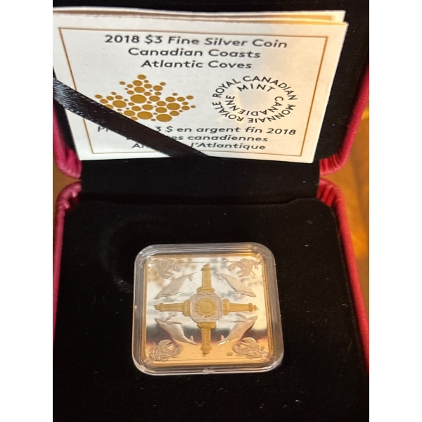 2018 $3 Canadian Coasts: Atlantic Coves - Pure Silver Coin
