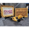 Image 1 : Ships At A dock Oil Painting, Solid Wood Duck Figurine, Traditional Kitchen Party In Copper Plaque.