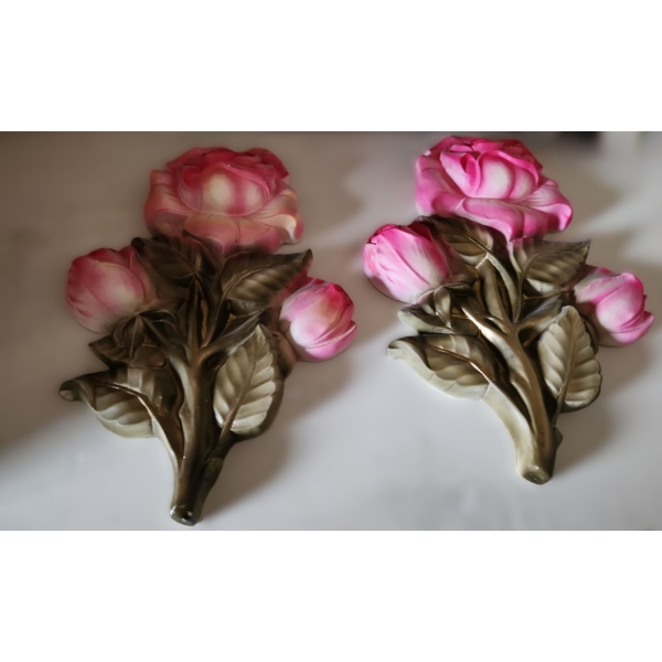 Pair of Plaster Roses 10 X 15