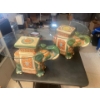 Image 2 : Porcelain Elephant Glass End Tables (2) 15 inches high and 20 inches diameter