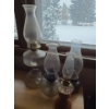 Collection of Glass Oil Lamps- Tallest is 19 T, 6 W Base