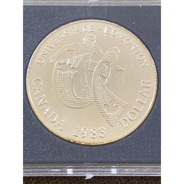 1983 Canadian Universiade Commemorative Dollar Coin in Protective Case