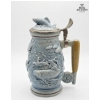Image 4 : A Lidded Ceramic Beer Stein 8''INCHES H & Tall Glazed Vase 14''INCHES H  A Small Blue Vase & Palte.