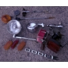 Image 1 : Vintage Automotive Parts Including Spotlights, Antennas, and Emblems