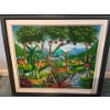 Image 1 : beautifully framed African jungle signed by artist 30x26