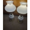 Image 3 : Pair of Lamps w/ White Shades and Metal Frame, Lights From Either Top or Bottom Sections/ Or Both