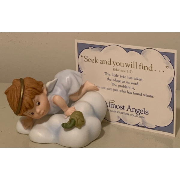 Franklin Mint Almost Angels Porcelain Figure - Seek & You Will Find 4T
