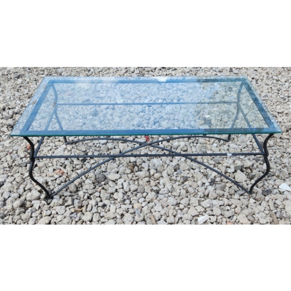 Glass Top Coffee Table w/ Metal Base 48 W, 24 D, 18 T 
