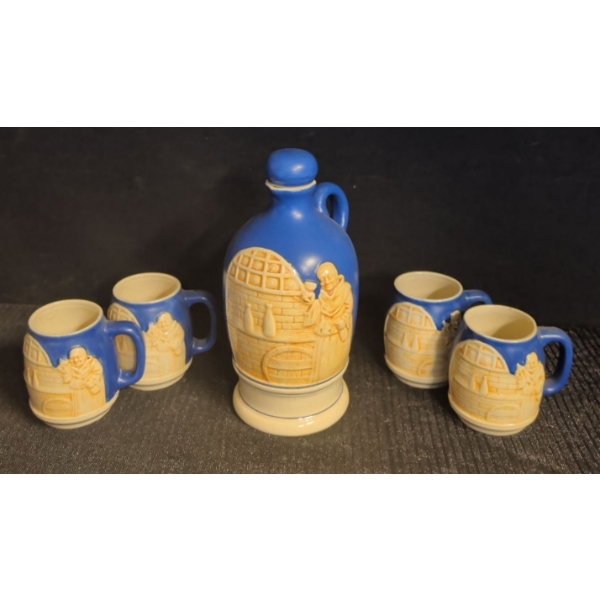 Decorative Vintage Pitcher Set with 4 Stein Mugs Made in Japan - Friar Fabulous