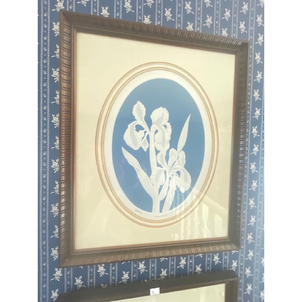 Ken Rich Blue & White Iris & Orchid Floral 7/500 18x21 