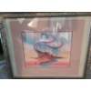 Image 1 : Original Devries Aboriginal Landscape Painting in Coral Blue & Yellow Hues 26 1/2 w 22 1/2