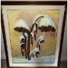 Image 1 : Art - Oil On Board Painting - Depiction Of Snowed On Sunflower Plants 32x38