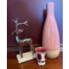 Image 1 : Gorgeous Vietnam Vase (17.5), Metal Deer Statue From India, Beautiful Bohemian Overlay Pink Goblet 