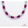 Image 3 : Lab Ruby Tennis White Topaz Accent Bracelet 925 Sterling Silver , 10.48G