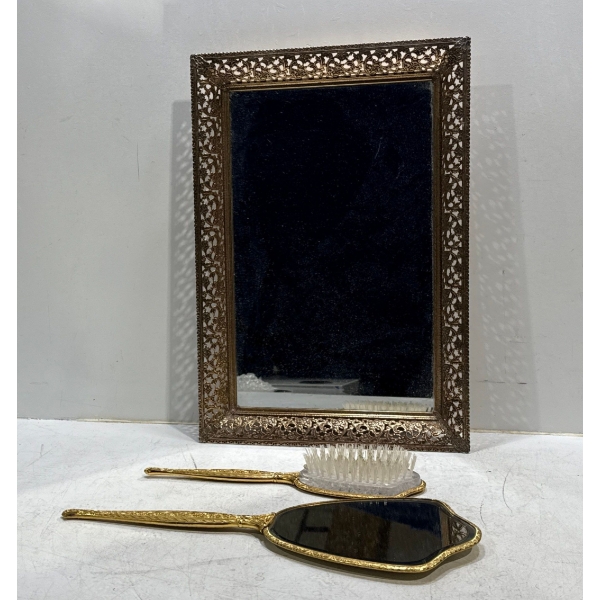 Small Vanity Set with Hairbrush, Wall and Hand Mirror