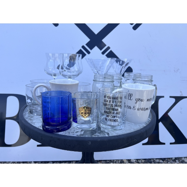 Drinkware: Glasses, Mugs, Mason Jars, Shot Glasses