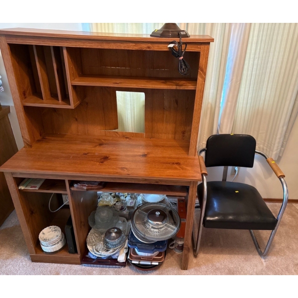 Chair and Desk, Contents NOT Included, Some Damage, Desk Is 43.5W, 56T 