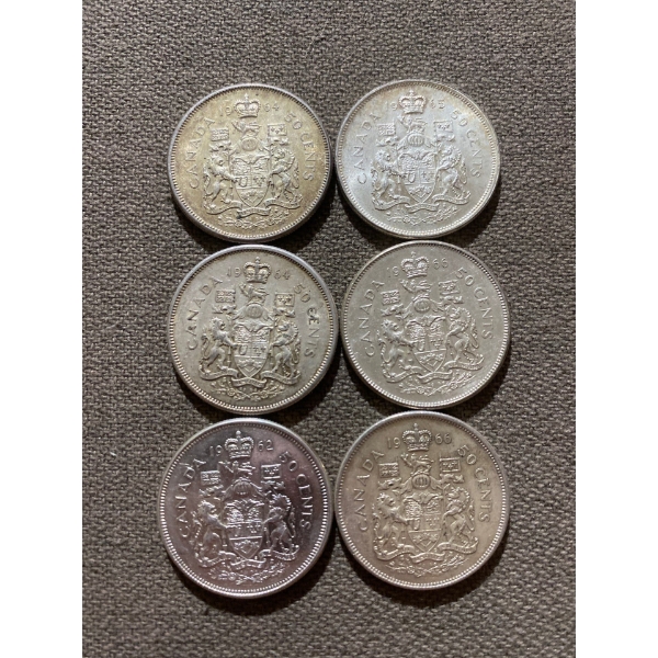 Canadian 50-cent Pieces 11.66 g Silver (.800)