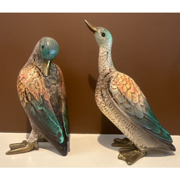 Vintage Elli Malevoti Mallard Duck Figurines Hand Crafted In Italy 11"tall