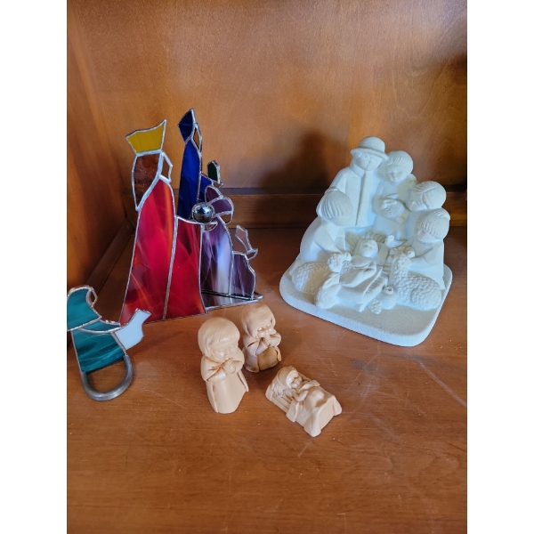 3 Nativity Sets 8T - Made From Stained Glass Plaster & Resin