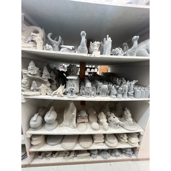  ceramic greenware all contents on shelf