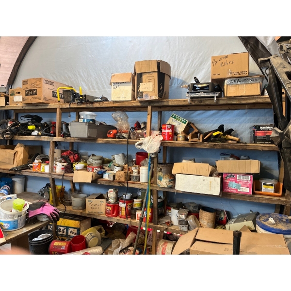 Entire shelf with miscellaneous power, tools, drills skill size sanders planers Lights, thousands of